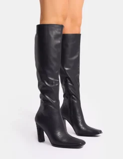 Flash Sale Acquilla Knee High Flared Heel Boots Heeled Boots | Knee High Boots