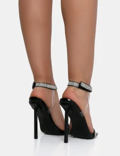 Cheap Afterglow Patent Barely There Diamante Strap Stiletto Heels Barely There Heels | Diamante Heels
