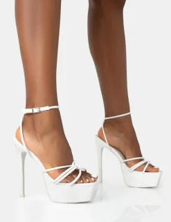 Sale Afterhours Patent Strappy Platform Square Toe Stiletto Heels Square Toe Heels | High Heels
