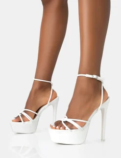 Sale Afterhours Patent Strappy Platform Square Toe Stiletto Heels Square Toe Heels | High Heels