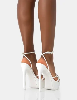 Sale Afterhours Patent Strappy Platform Square Toe Stiletto Heels Square Toe Heels | High Heels