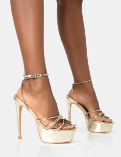 Outlet Afterhours Wide Fit Mirror Strappy Platform Stiletto Heels Wide Fit Heels | Wide Fit Heels