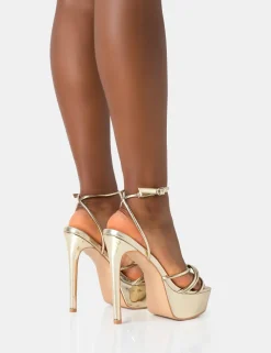 Outlet Afterhours Wide Fit Mirror Strappy Platform Stiletto Heels Wide Fit Heels | Wide Fit Heels