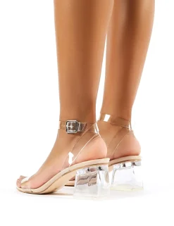 Online Afternoon Wide Fit Patent Clear Perspex Block Mid Heels Wide Fit Heels | Wide Fit Heels
