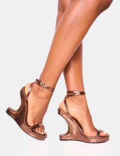 Shop A-list Barely There Wrap Around Platform Cut Out Wedge Heels Barely There Heels | Wedges