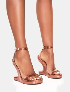 Shop A-list Barely There Wrap Around Platform Cut Out Wedge Heels Barely There Heels | Wedges