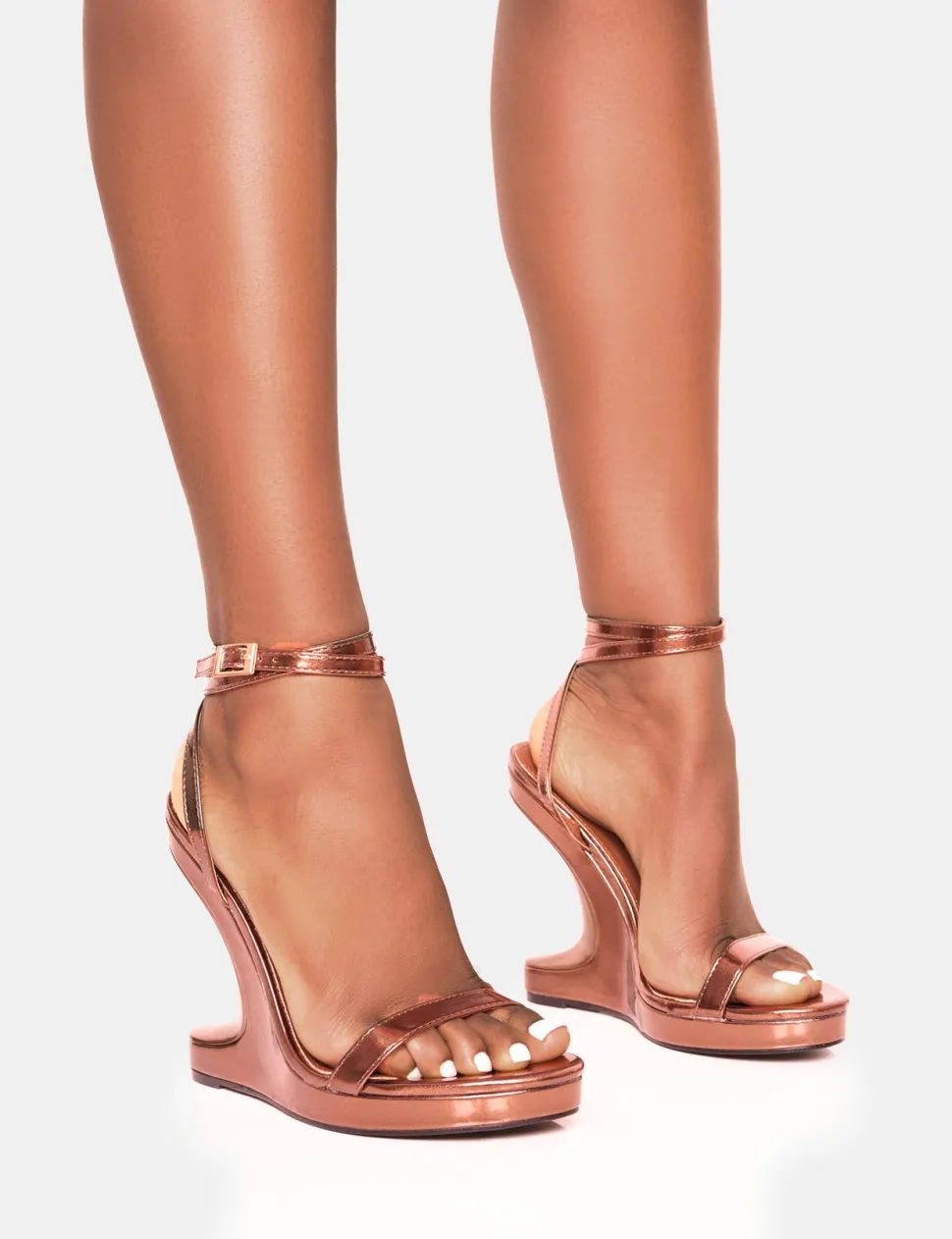Shop A-list Barely There Wrap Around Platform Cut Out Wedge Heels Barely There Heels | Wedges