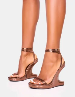 Shop A-list Barely There Wrap Around Platform Cut Out Wedge Heels Barely There Heels | Wedges