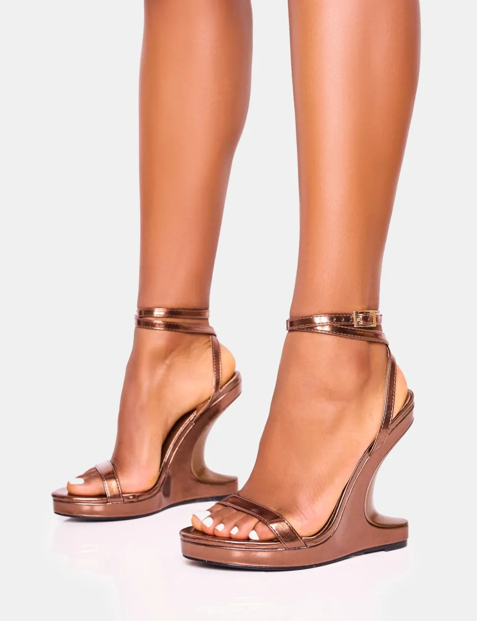 Shop A-list Barely There Wrap Around Platform Cut Out Wedge Heels Barely There Heels | Wedges