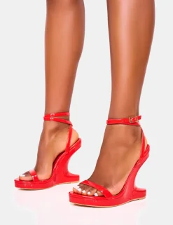 Fashion A-list Barely There Wrap Around Platform Cut Out Wedge Heels Barely There Heels