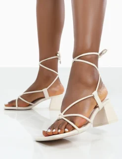 Clearance Aloha Lace Up Block Mid Heeled Sandals 3