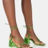 Best Sale Aloha Metallic Lace Up Block Mid Heeled Sandals Block Heels | Mid Heels