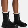 Hot Alpine Faux Fur Trim Elasticated Chunky Sole Ankle Boots Chunky Boots | Ankle Boots