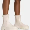 Online Alpine Cream Pu Faux Fur Trim Elasticated Ankle Chunky Ankle Boots Chunky Boots | Ankle Boots