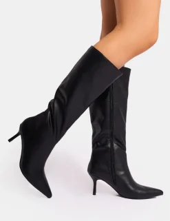 Discount Amped Pointed Toe Mid Heel Knee High Boots Mid Heels | Mid Heels