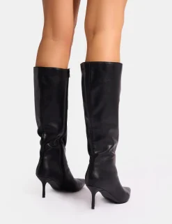 Discount Amped Pointed Toe Mid Heel Knee High Boots Mid Heels | Mid Heels