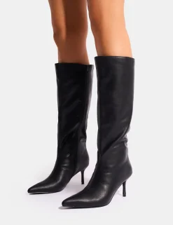 Discount Amped Pointed Toe Mid Heel Knee High Boots Mid Heels | Mid Heels