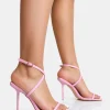 Clearance Amy Baby Strappy Barely There Square Toe Stiletto Heels Barely There Heels | Pink Heels