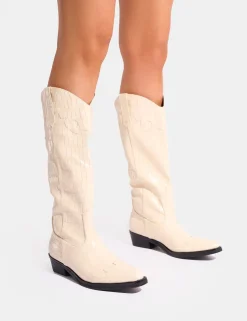 Best Apollo Stitch Flat Western Knee High Boots Western Boots | Ankle Boots