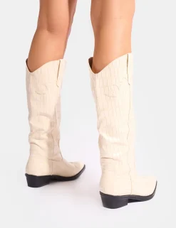 Best Apollo Stitch Flat Western Knee High Boots Western Boots | Ankle Boots
