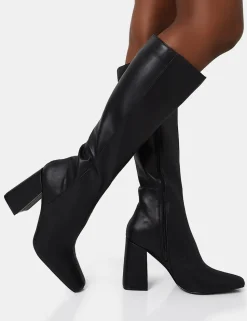 Clearance Apology Pu Knee High Block Heel Boots Back In Stock | Heeled Boots