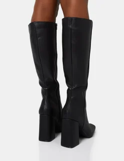 Clearance Apology Pu Knee High Block Heel Boots Back In Stock | Heeled Boots