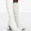New Apology Pu Knee High Block Heel Boots Back In Stock | Heeled Boots