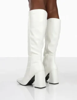 New Apology Pu Knee High Block Heel Boots Back In Stock | Heeled Boots