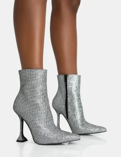 Flash Sale Arabella Glitter Pointed Toe Cake Stand Heeled Ankle Boots Heeled Boots | Ankle Boots
