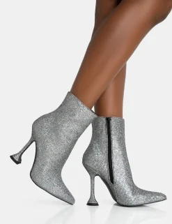 Flash Sale Arabella Glitter Pointed Toe Cake Stand Heeled Ankle Boots Heeled Boots | Ankle Boots