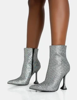 Flash Sale Arabella Glitter Pointed Toe Cake Stand Heeled Ankle Boots Heeled Boots | Ankle Boots