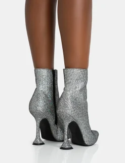 Flash Sale Arabella Glitter Pointed Toe Cake Stand Heeled Ankle Boots Heeled Boots | Ankle Boots
