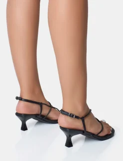 Online Ark Spaghetti Strap Toe Post Mid Heels Strappy Heels | Kitten Heels