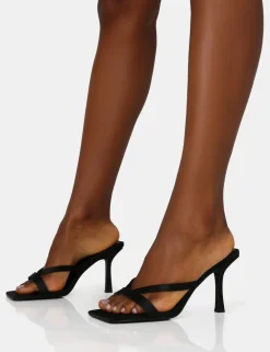 Sale Arwen Satin Toe Post Mule Mid Stiletto Heels High Heels