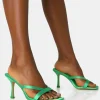 Cheap Arwen Satin Toe Post Mule Mid Stiletto Heels Mules | High Heels