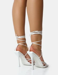 Best Aspen Knot Strap Lace Up Square Toe Stiletto Heels Square Toe Heels | Lace Up Heels