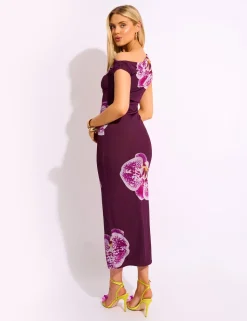 Online Asymmetric One Shoulder Floral Maxi Dress Dresses