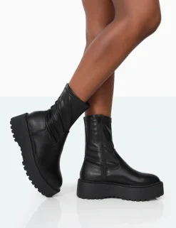 Cheap Auden PU Chunky Sole Ankle Boots Chunky Boots | Ankle Boots