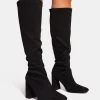 Best Audrina Suede Block Heel Knee High Sock Boots Block Heels | Sock Boots