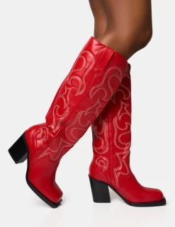 Flash Sale Austine Western Block Heel Knee High Boots Block Heels | Western Boots