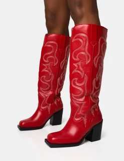 Flash Sale Austine Western Block Heel Knee High Boots Block Heels | Western Boots