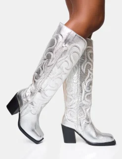 Best Austine Western Block Heel Knee High Boots Block Heels | Western Boots