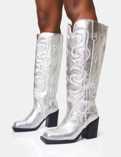Best Austine Western Block Heel Knee High Boots Block Heels | Western Boots