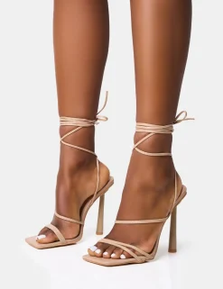 Shop Bad Gal Strappy Lace Up Square Toe Heels Square Toe Heels | Lace Up Heels