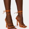 Sale Bad Gal Strappy Lace Up Square Toe Heels Square Toe Heels | Lace Up Heels