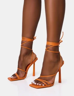 Sale Bad Gal Strappy Lace Up Square Toe Heels Square Toe Heels | Lace Up Heels