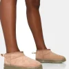 Hot Bambi Beige Faux Suede Ultra Mini Ankle Boots Flats | Faux Fur Ankle Boots