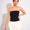 Store Bandeau Balloon Mini Dress Black & White Dresses