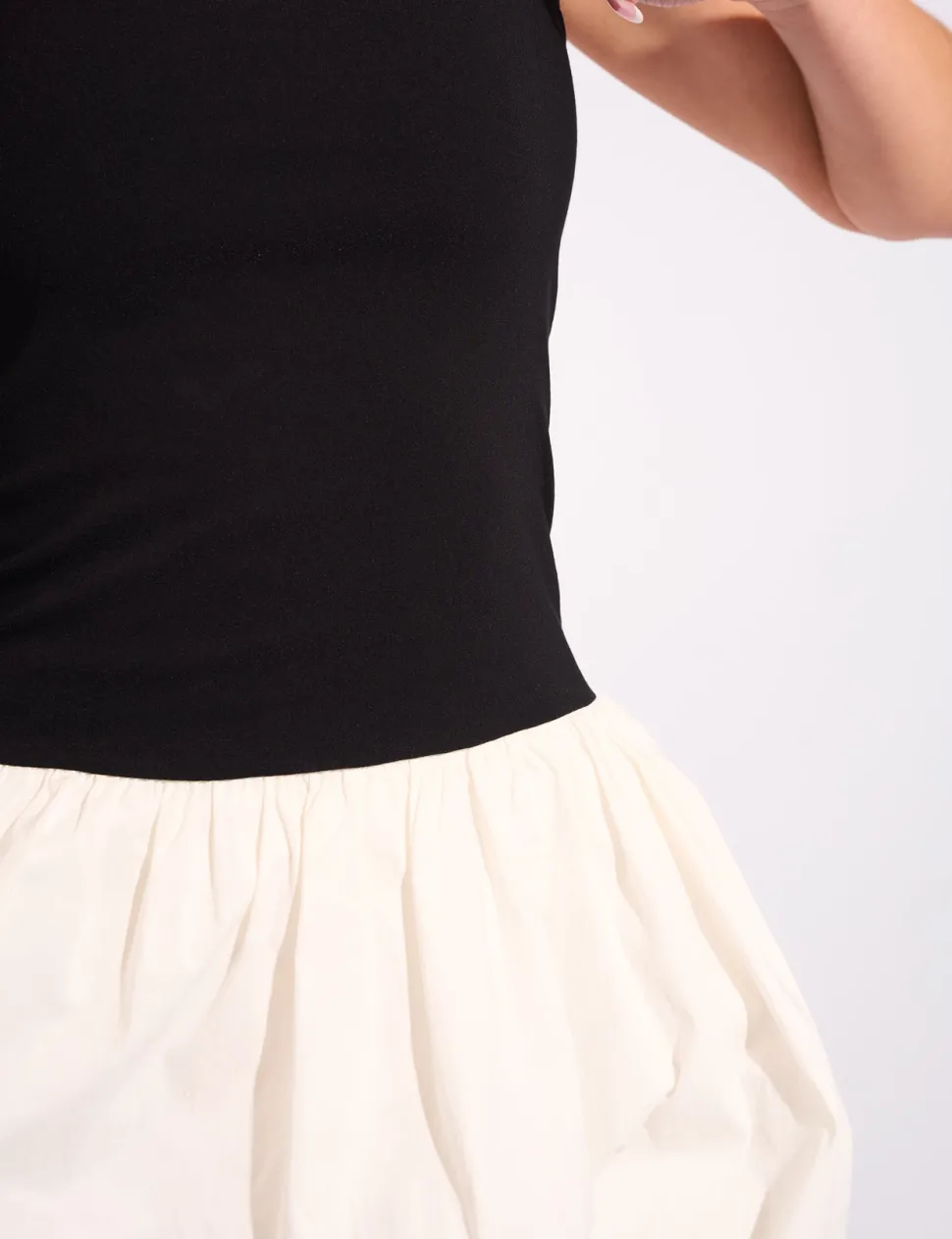 Store Bandeau Balloon Mini Dress Black & White Dresses
