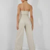 Cheap Bandeau Tailored Wide Leg Jumpsuit Stone Sculpt & Leisure | Kaiia The Label